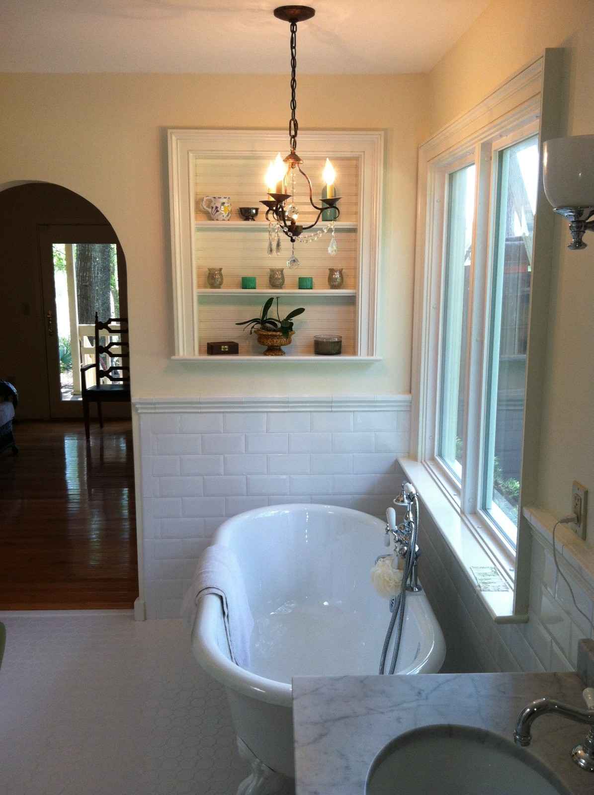 Bathroom renovation modern tile and fixtures installed by LeBlanc Contracting