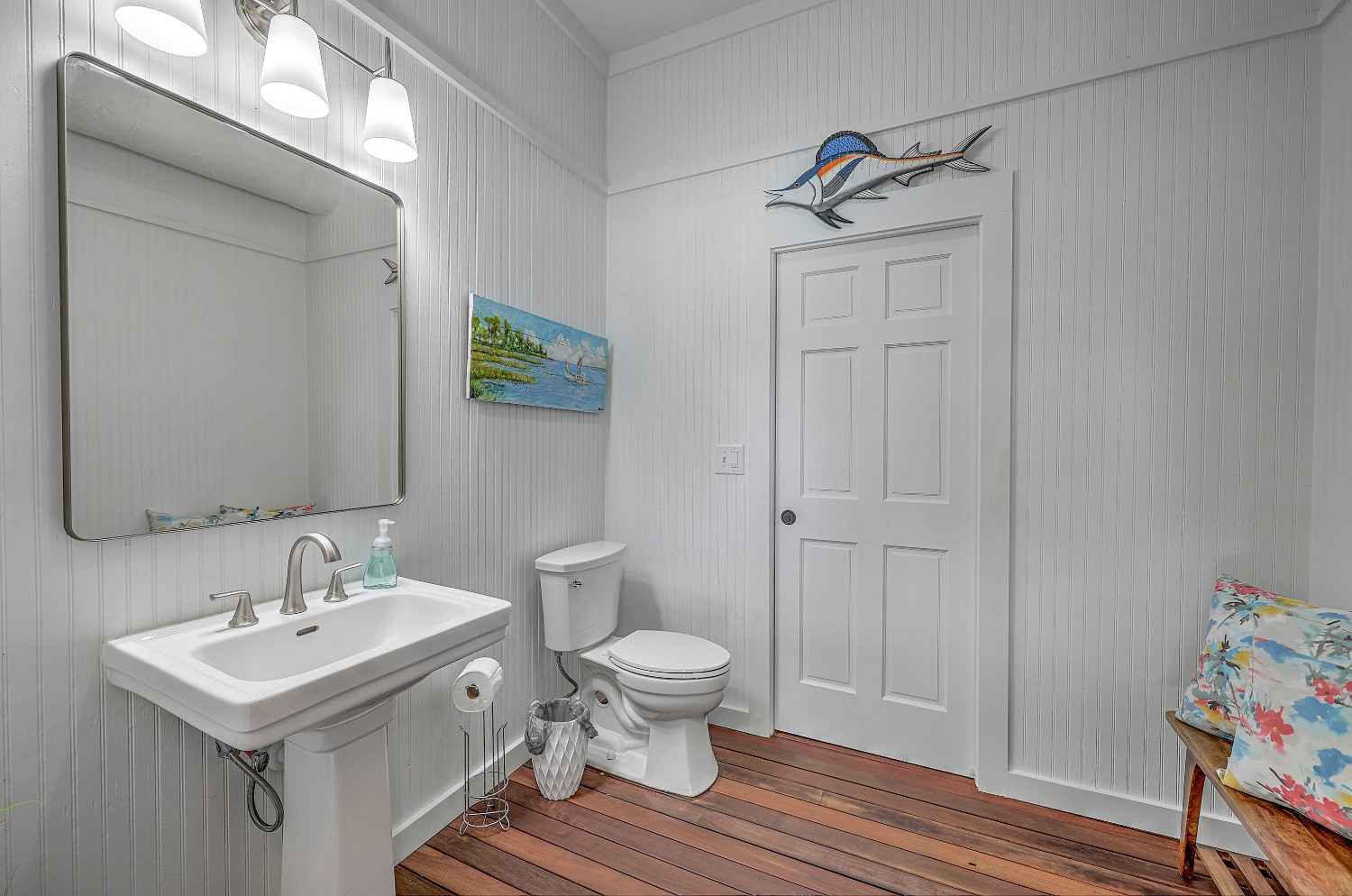 Bathroom remodel in Headquarters island – custom tile, vanity, and shower by LeBlanc Contracting