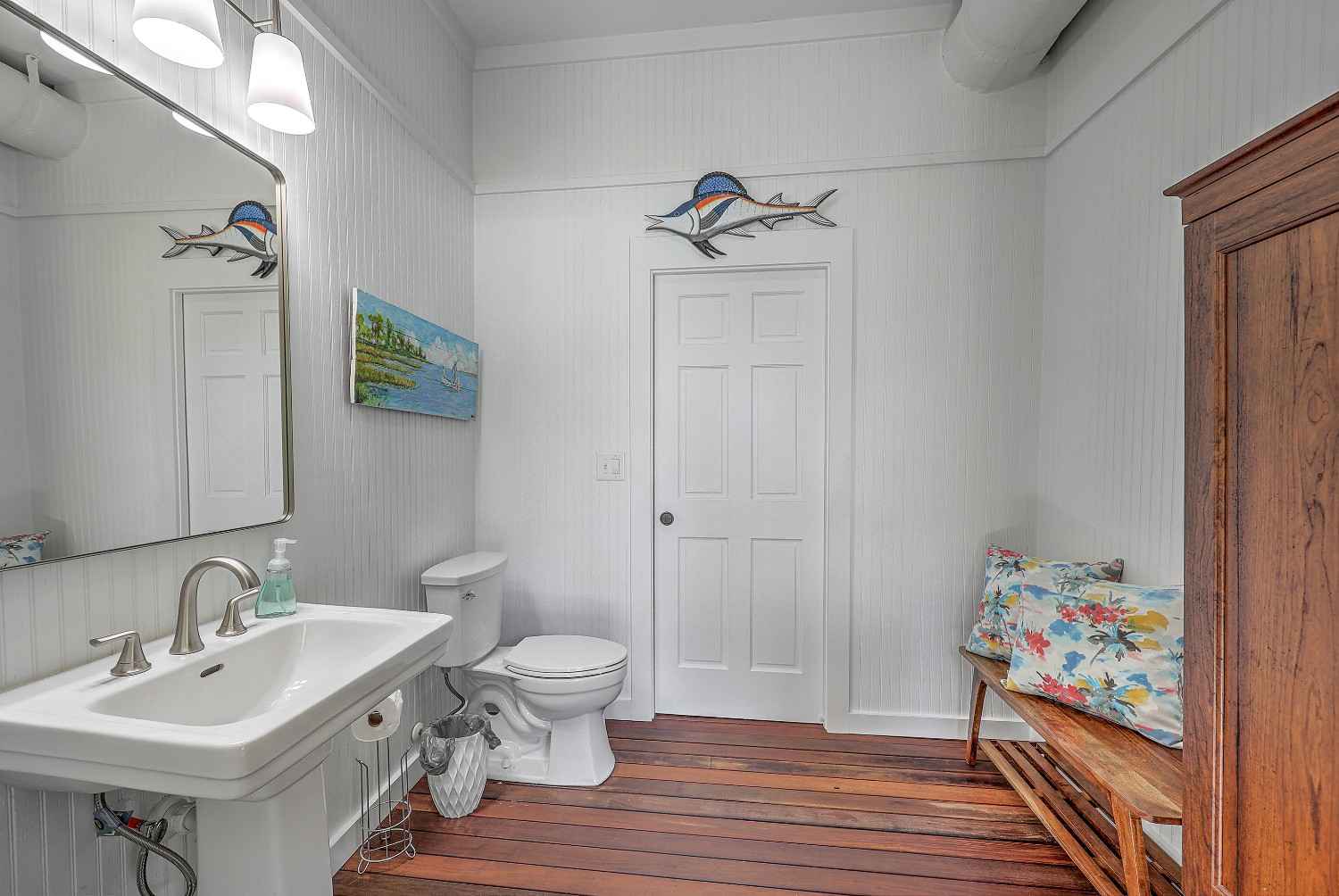 Bathroom remodel custom tile, vanity, and shower by LeBlanc Contracting