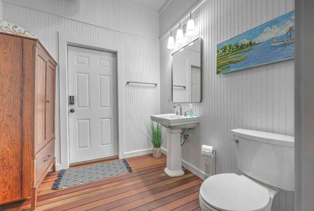 Bathroom renovation modern tile and fixtures installed by LeBlanc Contracting