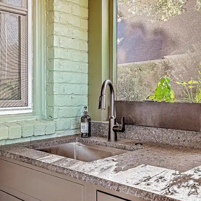 Outdoor kitchen build in Hidden Lake Charleston SC – built-in grill, granite counters and custom cabinets by LeBlanc Contracting